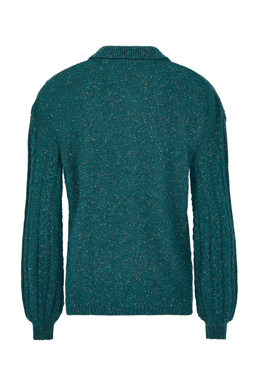 Mistral Collar & Cable Fleck Cardigan-Knitwear-White finn