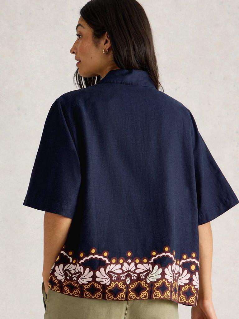 White Bella Linen Blend Resort Shirt