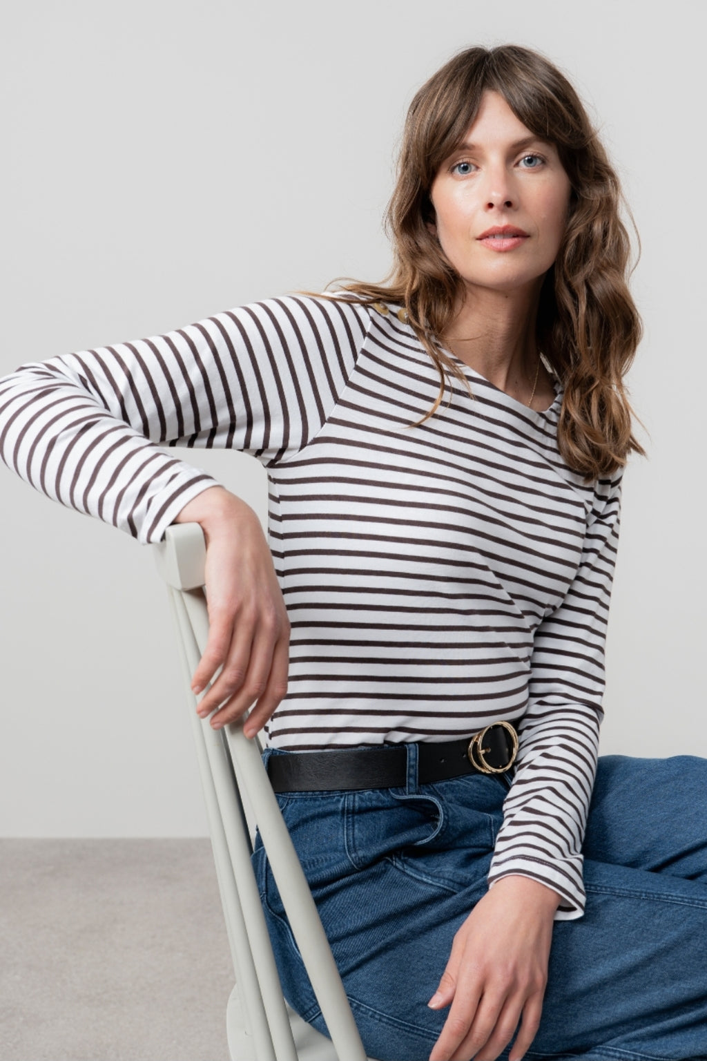 Lily and Me Riverside Top Stripe-White finn