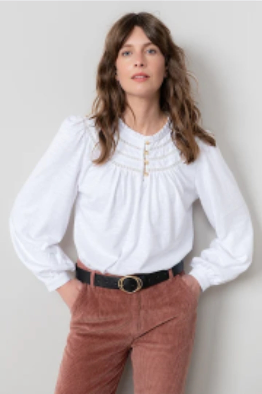 Lily and Me Luna Blouse Plain-White finn