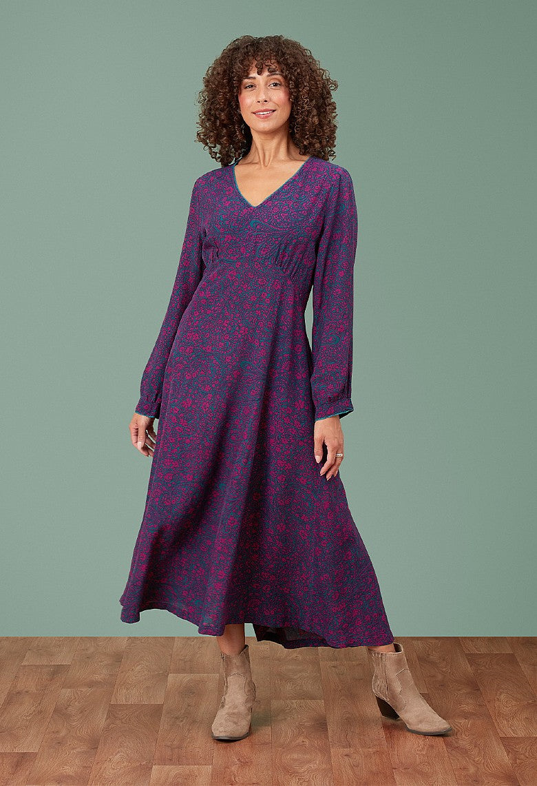 Adini Inky Swirl Maresha Dress - Fushsia