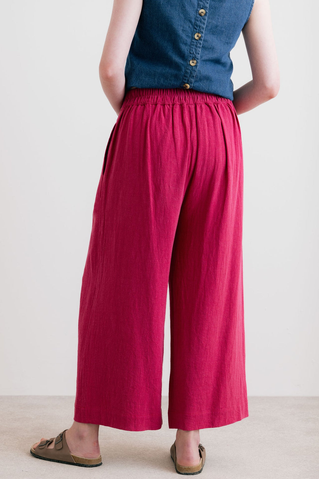 Lily and Me Summer Wide Leg Linen Blend Culottes-Trousers-8-Boysenberry-