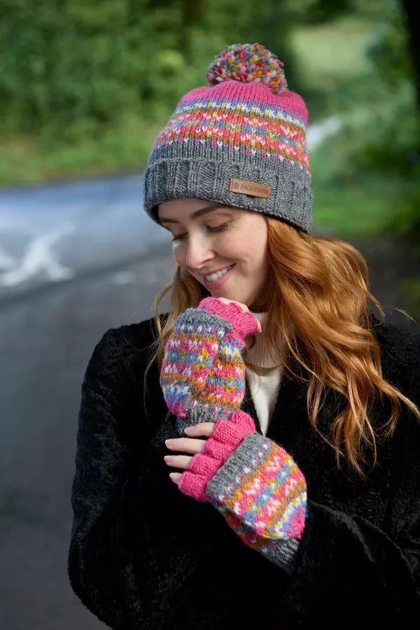 Pachamama Iona Roll Back Bobble Beanie-Pachamama-White finn