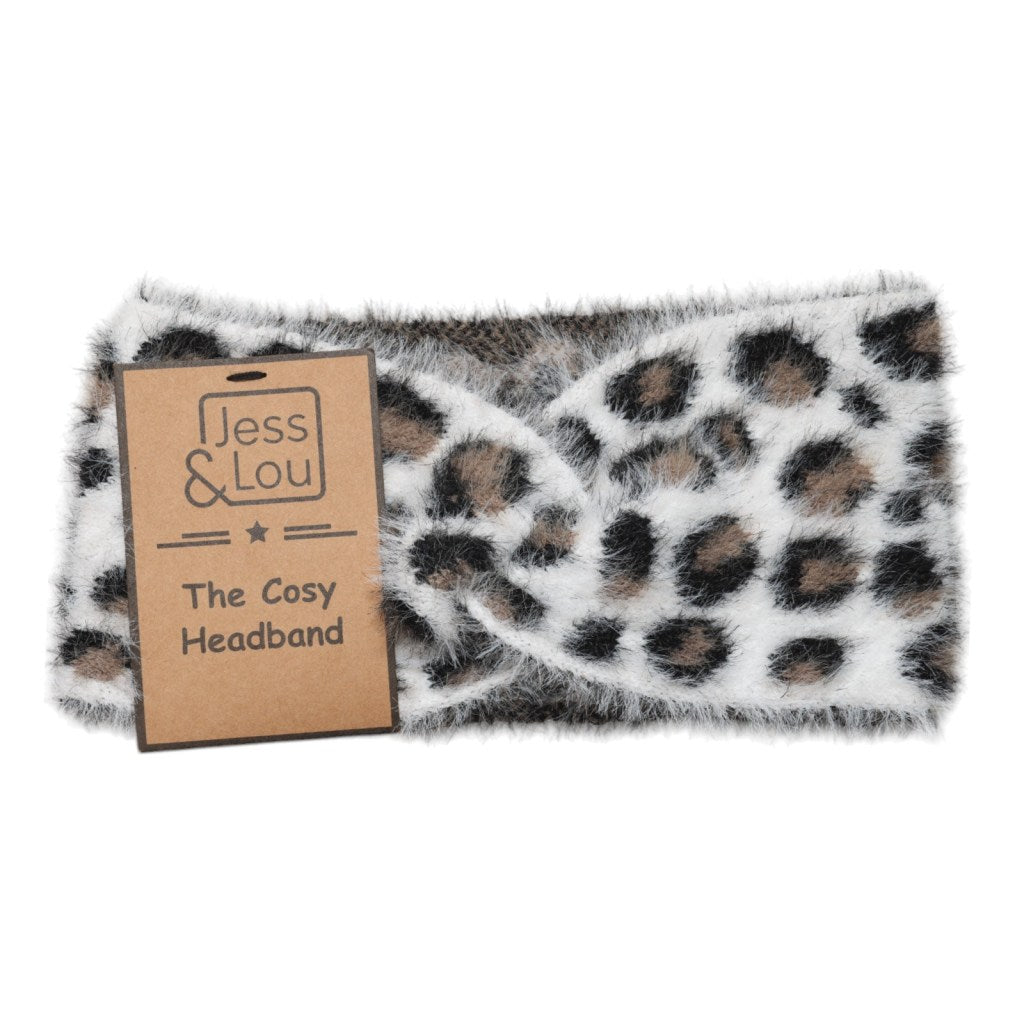 Jess and Lou Animal Print Headband-Headband-White finn