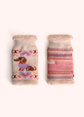Powder Sausage Dog Wrist Warmers, Cream