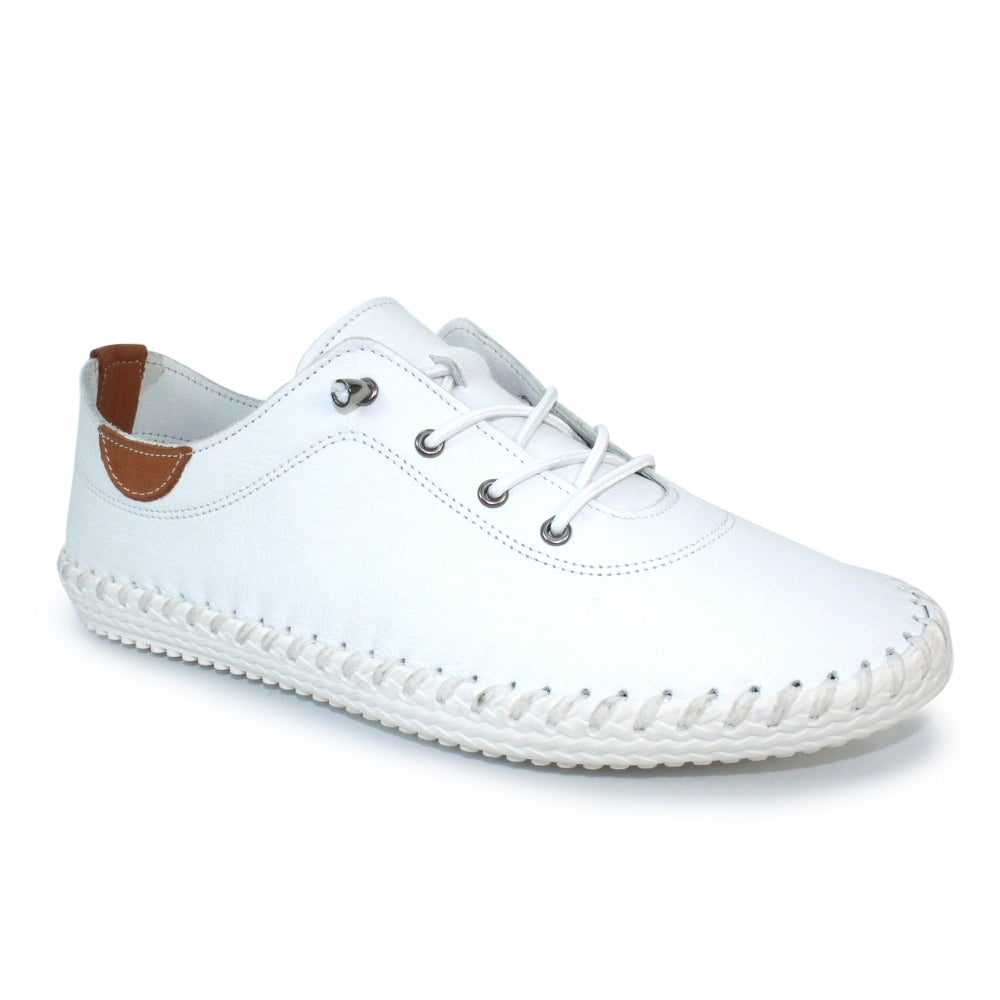 Lunar St. Ives White Leather Plimsoll-Lunar-White finn