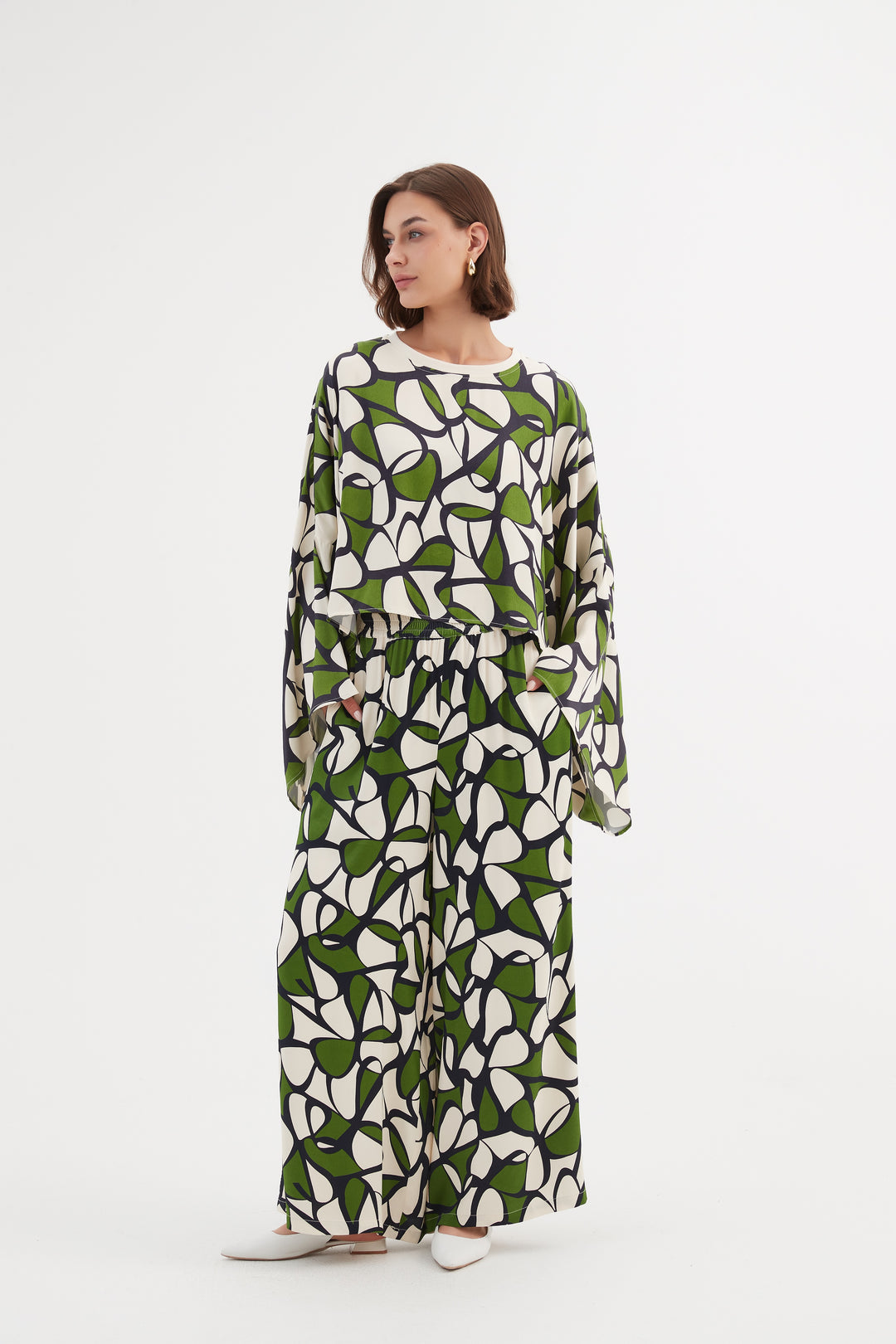 Tirelli Oversized Print Layer2 Top Rayon Green Oasis Prin