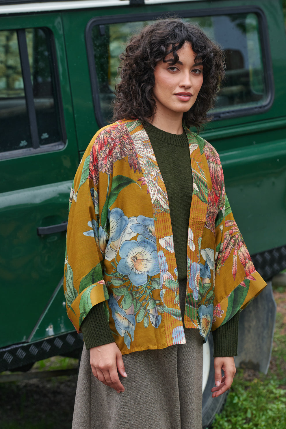 One Hundred Stars Rhodoleia Gold Kimono