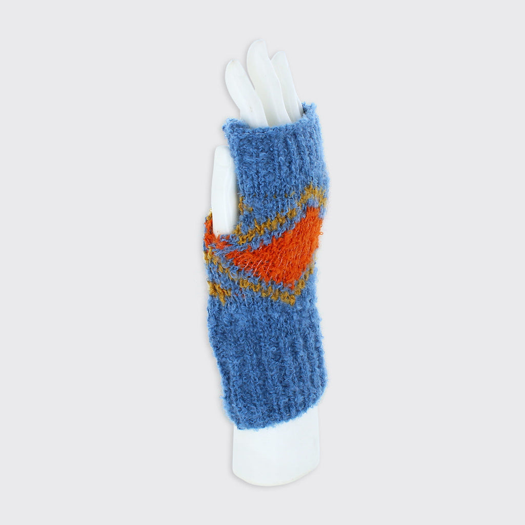 Millie mae Trixie Fingerless Gloves - Sky Blue / Burnt Orange