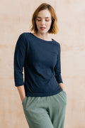 Lily and Me Monica Organic Cotton Jersey 3/4 Sleeve Top-White finn -White finn