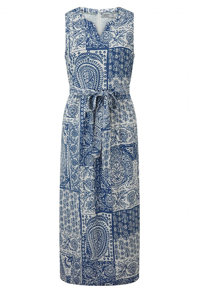 Adini Patched Paisley Tazmine Dress - Starlight Blue-Adini-White finn