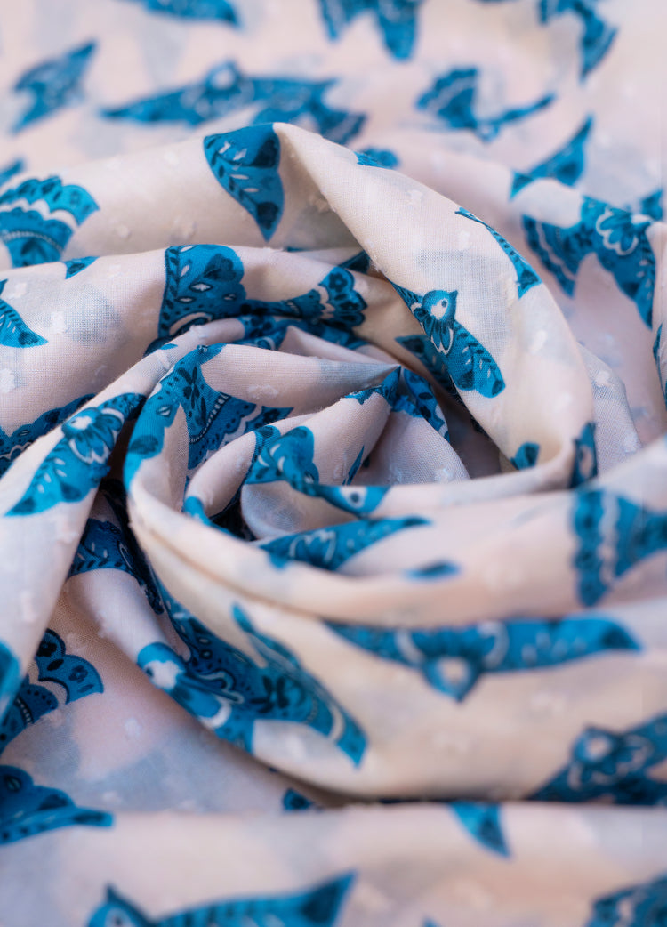Powder Infinity Scarf - Watercolour Birds-Powder-White finn