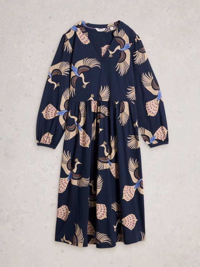 White Stuff Leah Notch Neck Jersey Dress-Dress-White finn