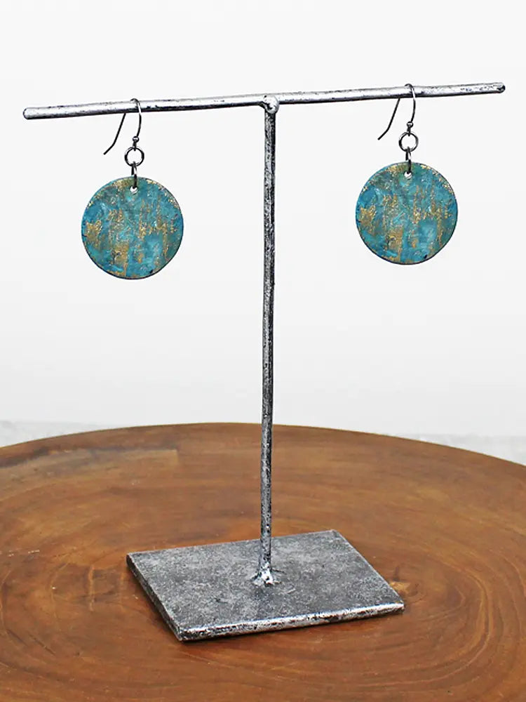 Suzie Blue Shell Disc Earrings UJ6511