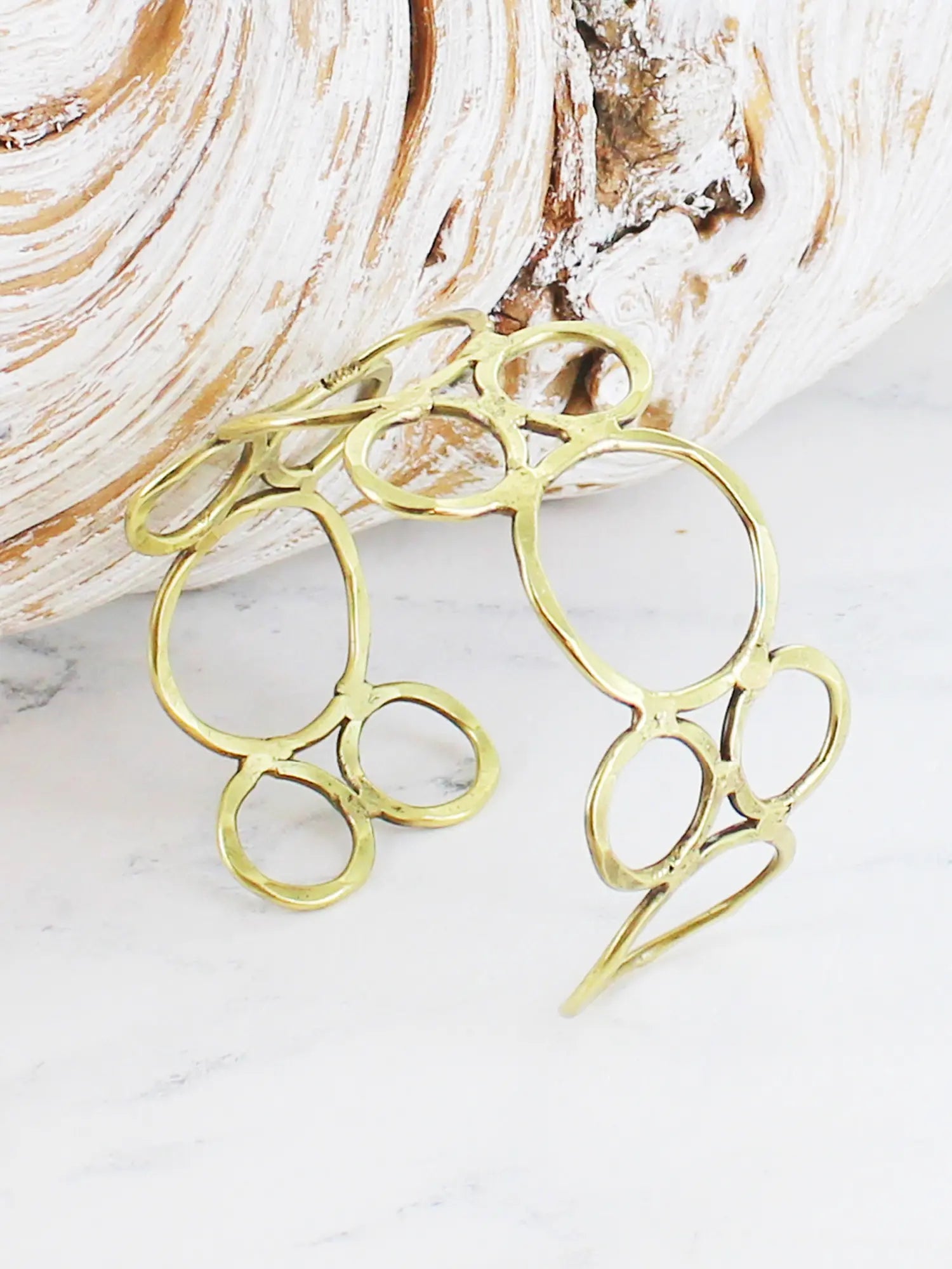 Suzie Blue Beaten Open Ring Cuff KH1821-Bracelet-White finn