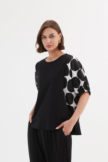 Tirelli Puff Sleeve Combi Tee Black Spot.