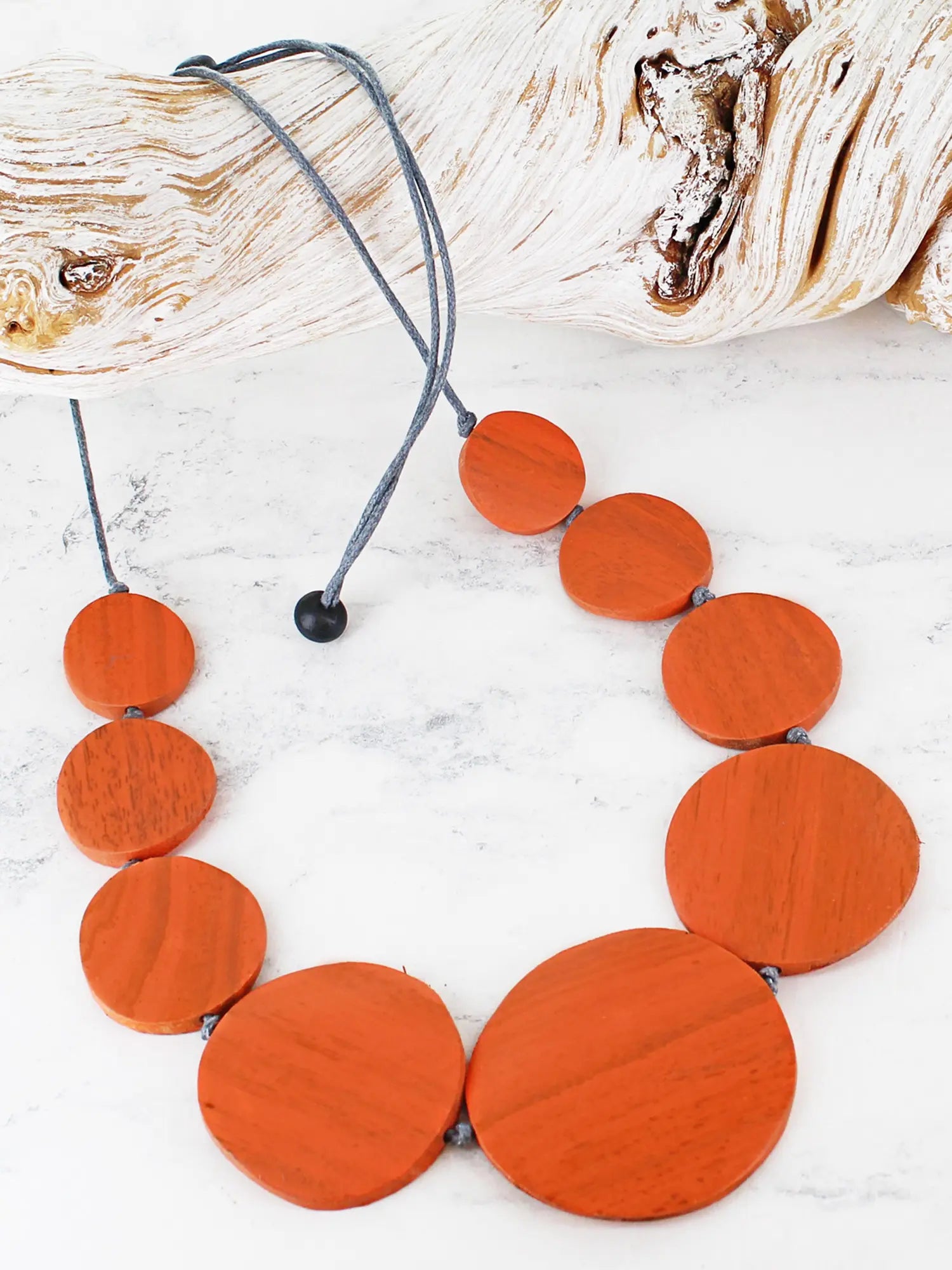 Suzie Blue Overlapping Wooden Disc Necklace FB1508