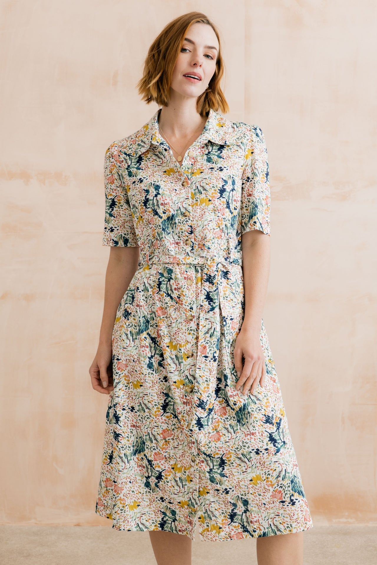 Lily and Me Robyn Organic Cotton Ditsy Print Belted Tea Dress