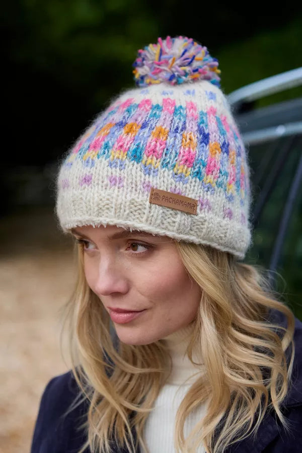 Pachamama Arundel Bobble Beanie Oatmeal-Hat-White finn