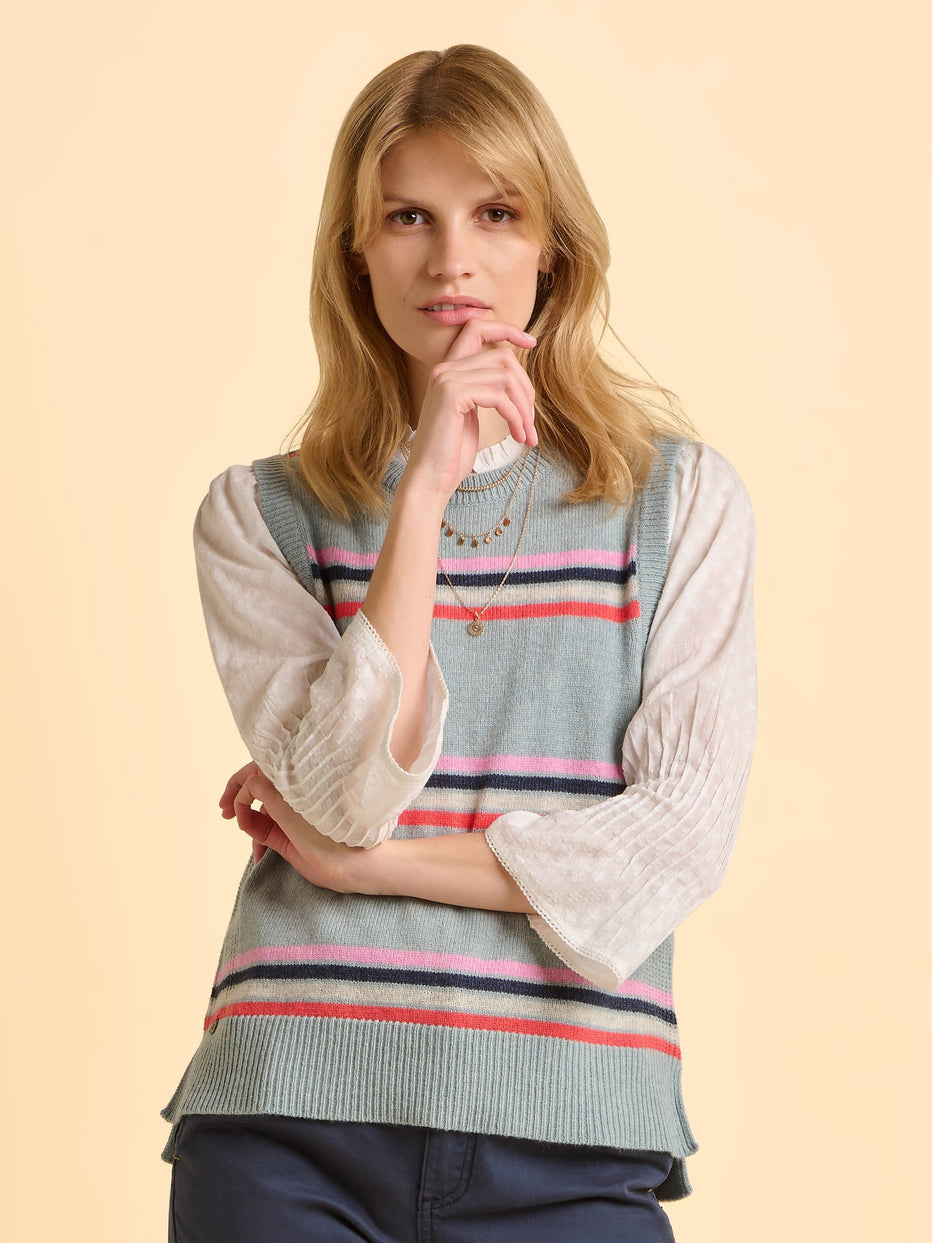 Brakeburn Seafoam Tank-Knitwear-White finn