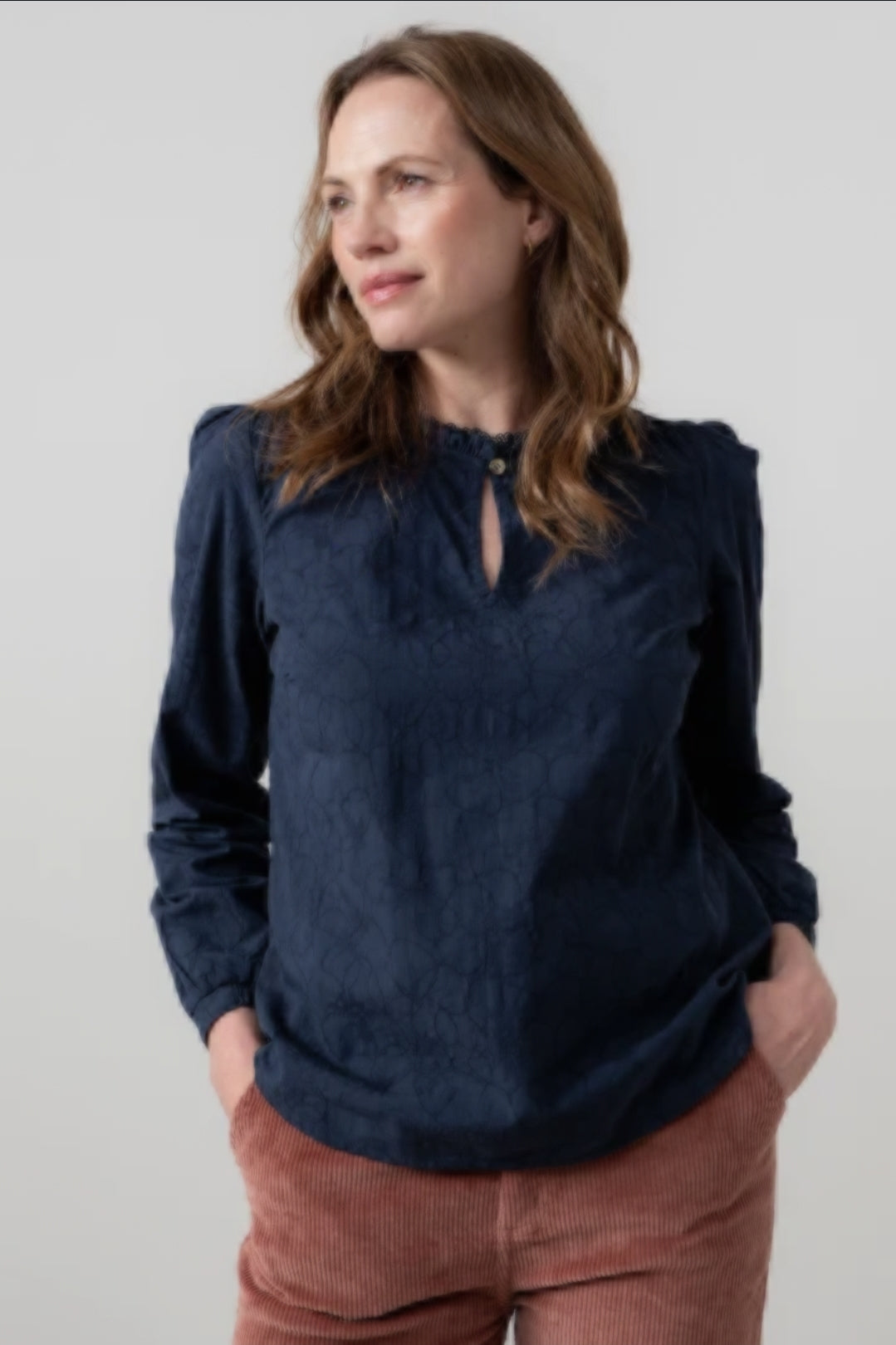 Lily and Me Emily Blouse Plain Jacquard-White finn