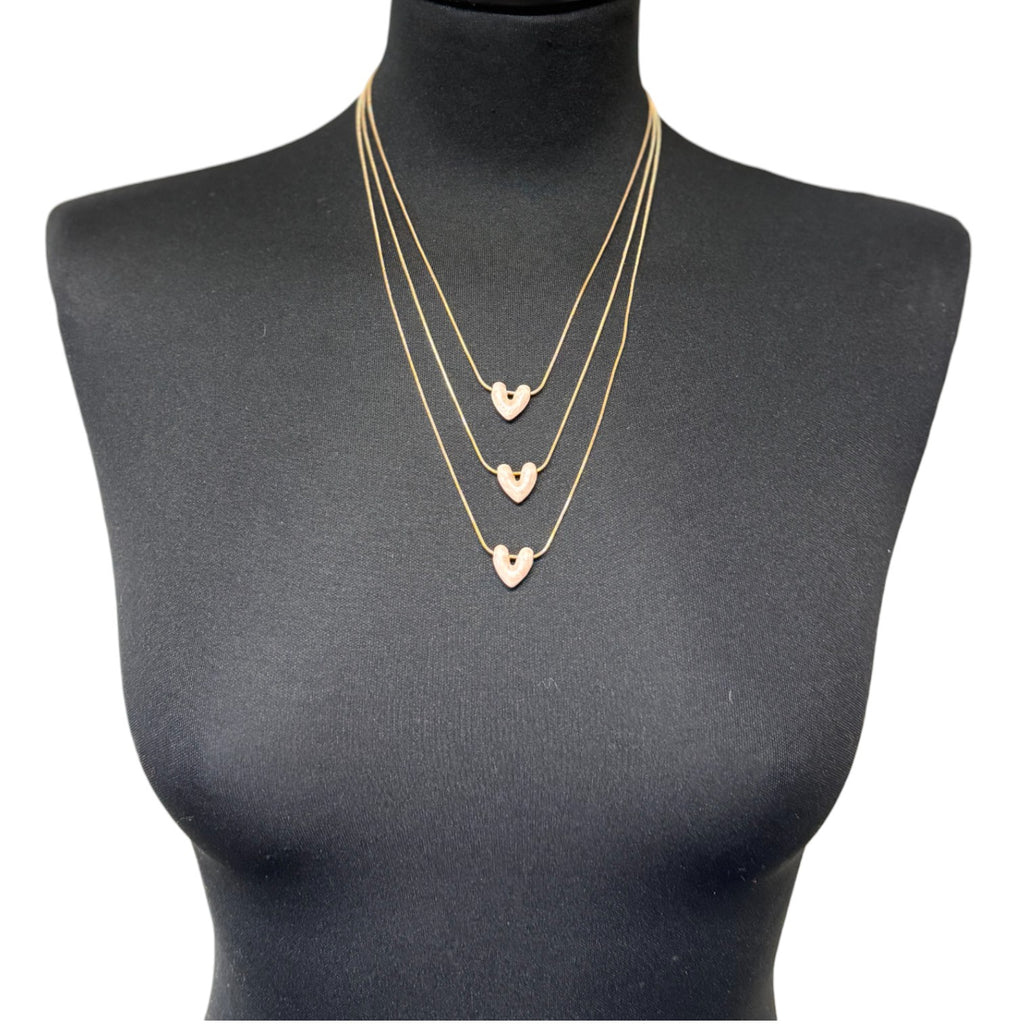 Jess and lou Multi-Layer Heart Pearlescent Necklace NK418-Jess and Lou-White finn