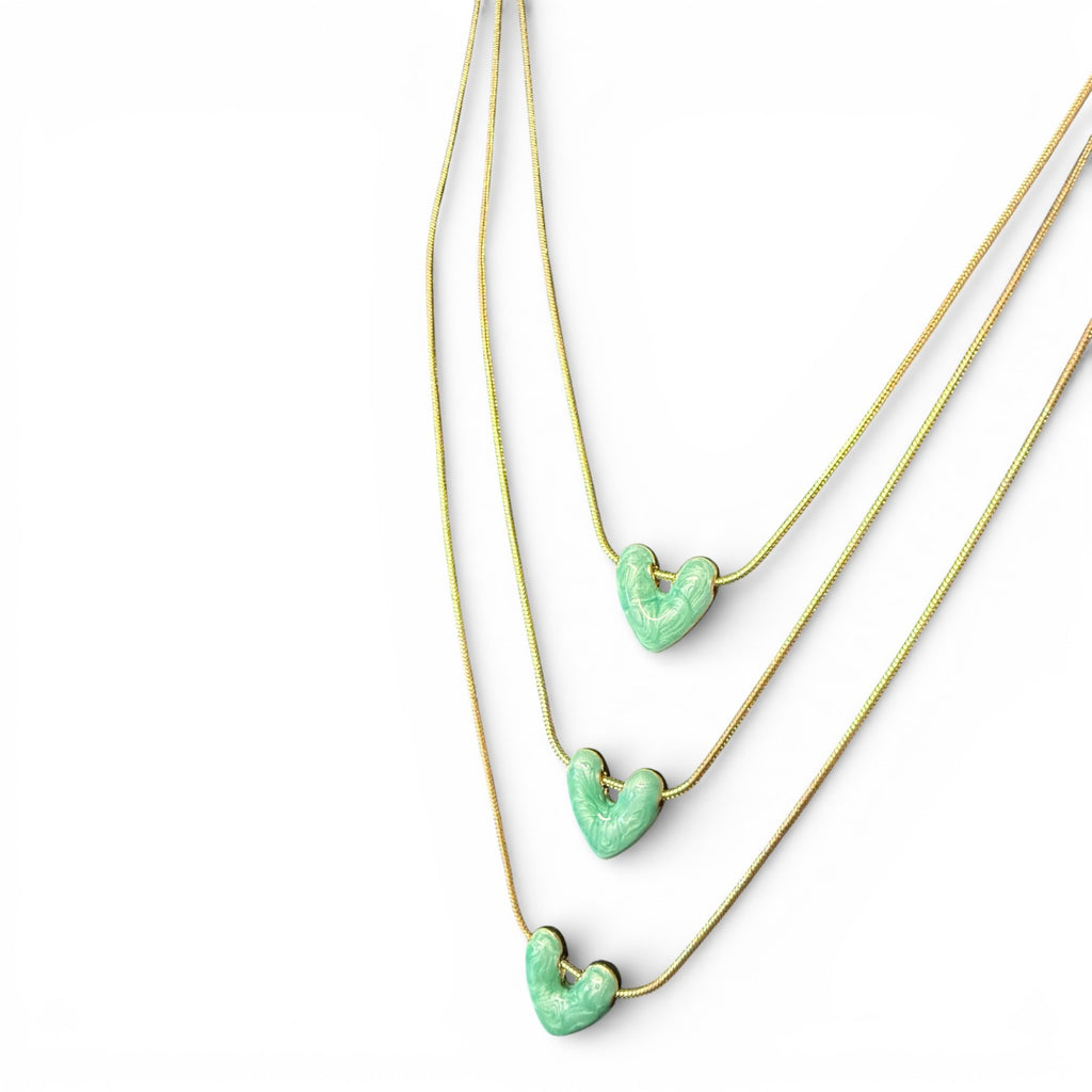 Jess and lou Multi-Layer Heart Pearlescent Necklace NK418-Jess and Lou-White finn