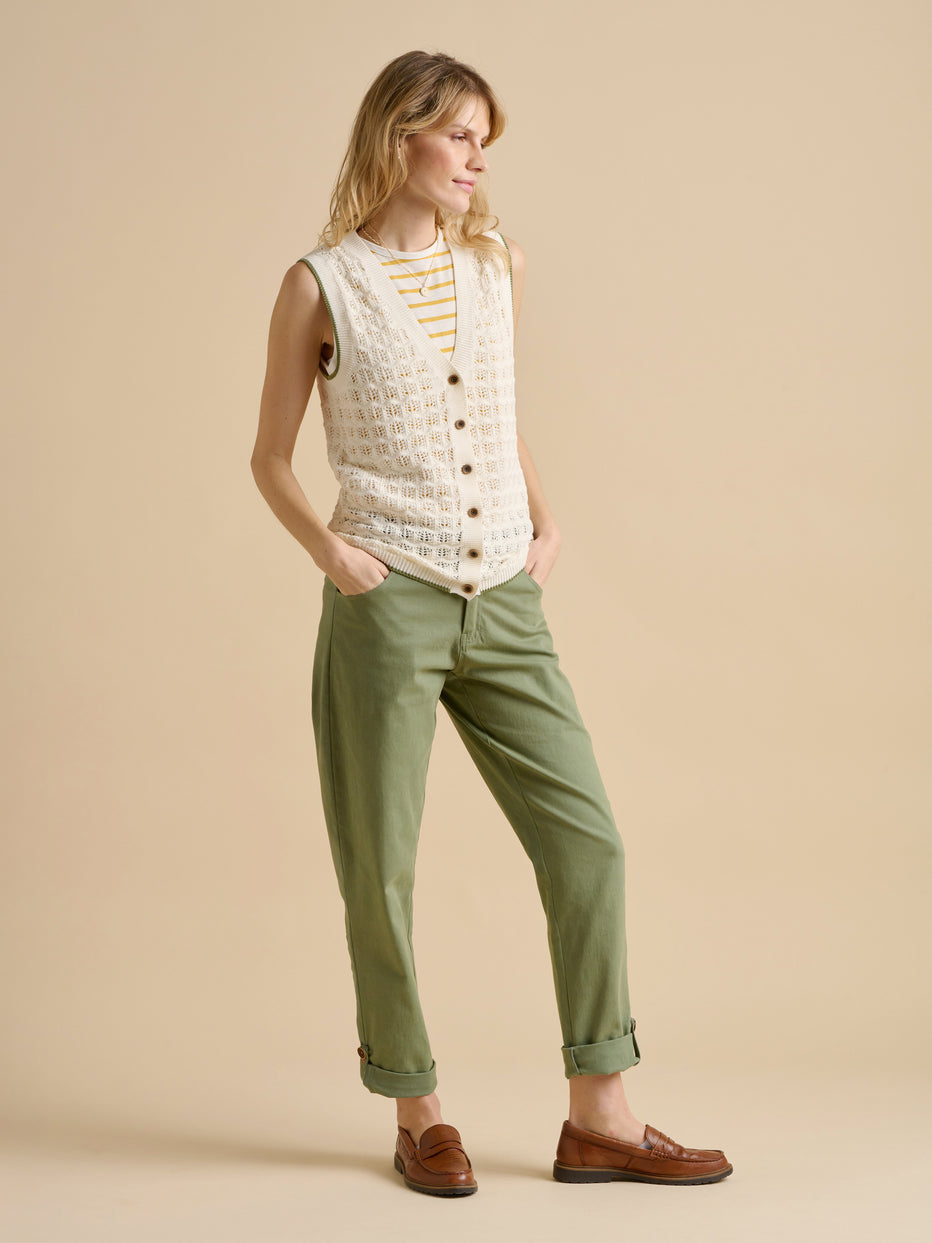 Brakeburn Pointelle Knitted Button Tank