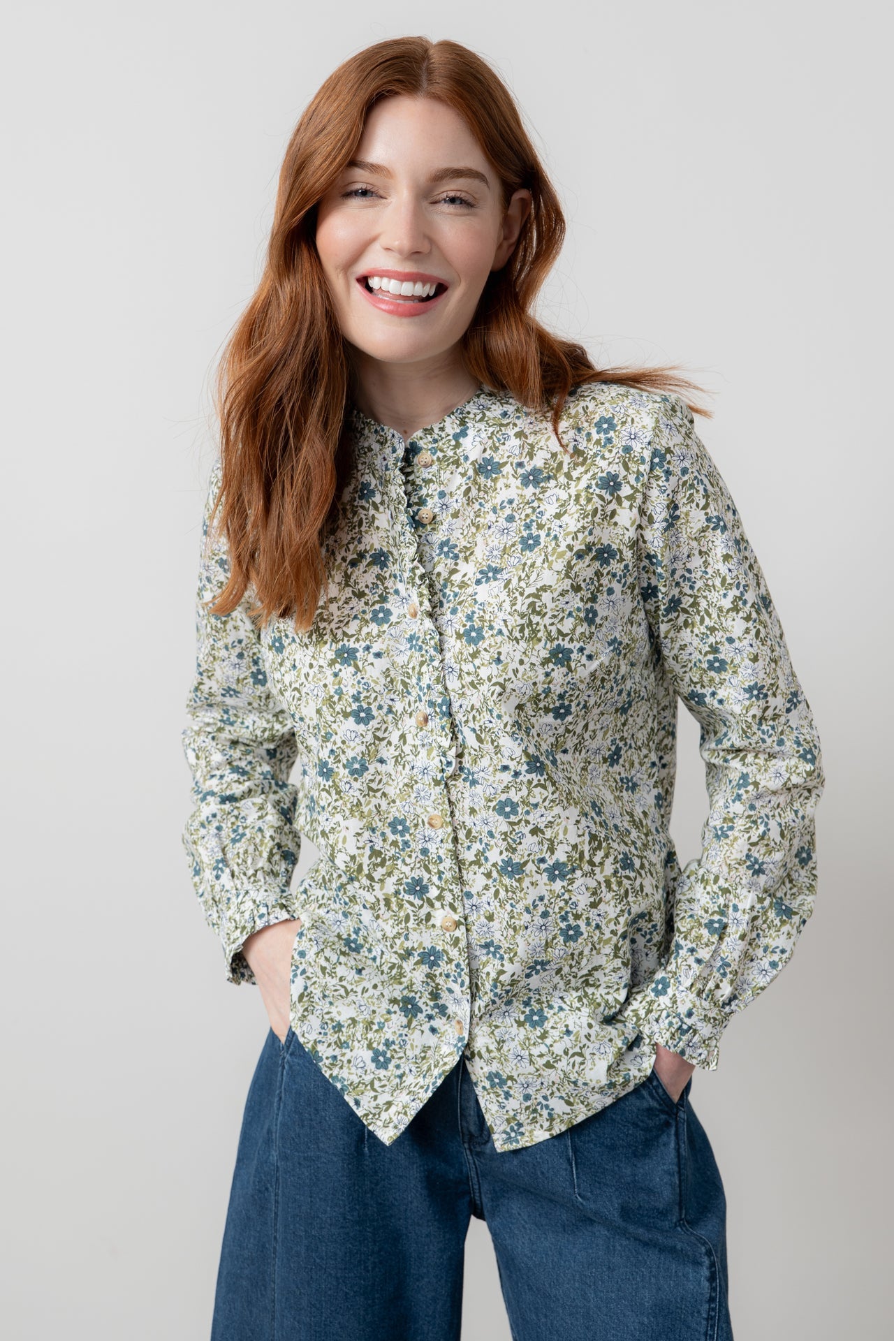 Lily and Me Rachel Frill Blouse Harvest-White finn