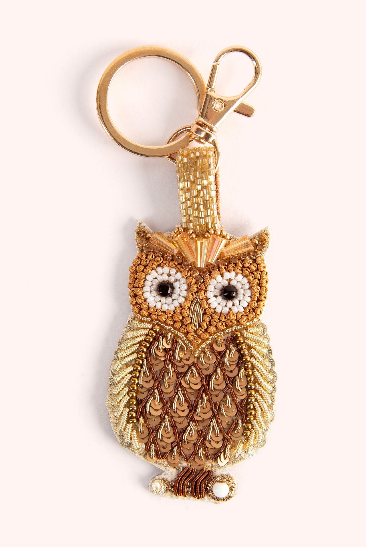 Powder Beaded Keyrings - Golden Owl
