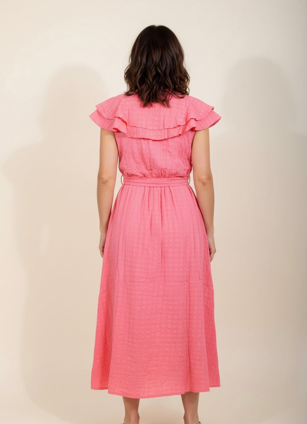 Pretty Vacant Gloria Dress in Pink Seersucker-Pretty Vacant-White finn