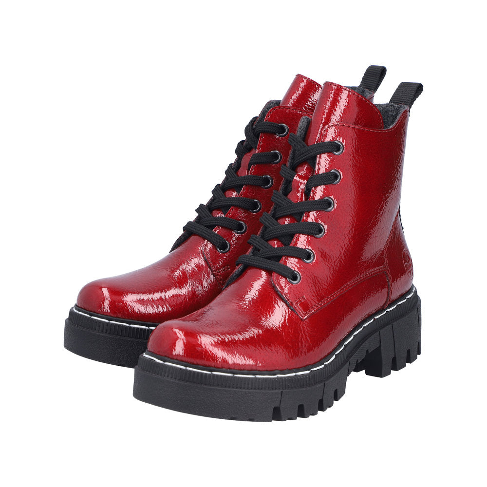 Rieker Red Ankle Boot 74020-Footwear-White finn