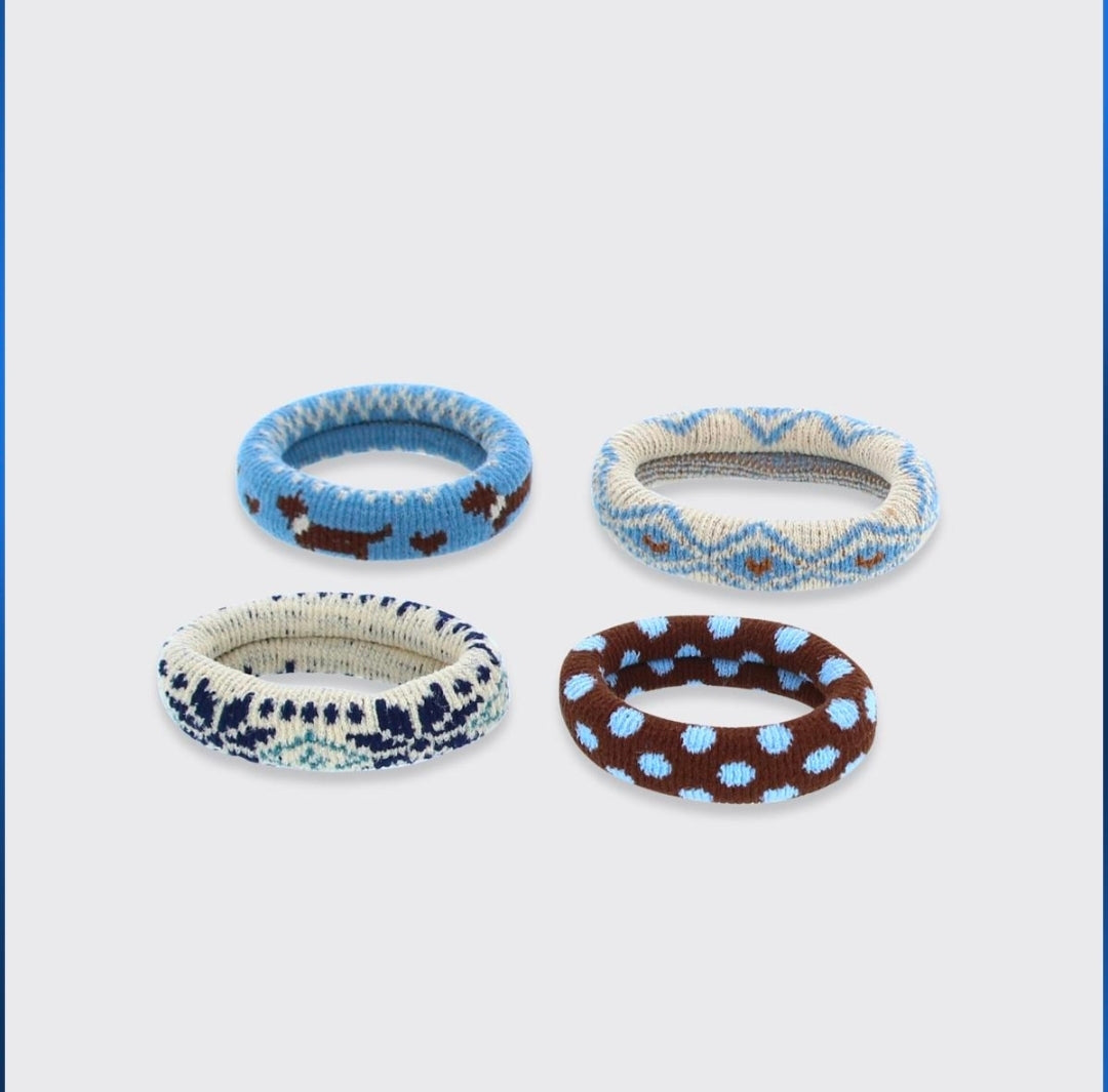 Cloud Soft Set of 4 Hair Bands - Brown/Blue