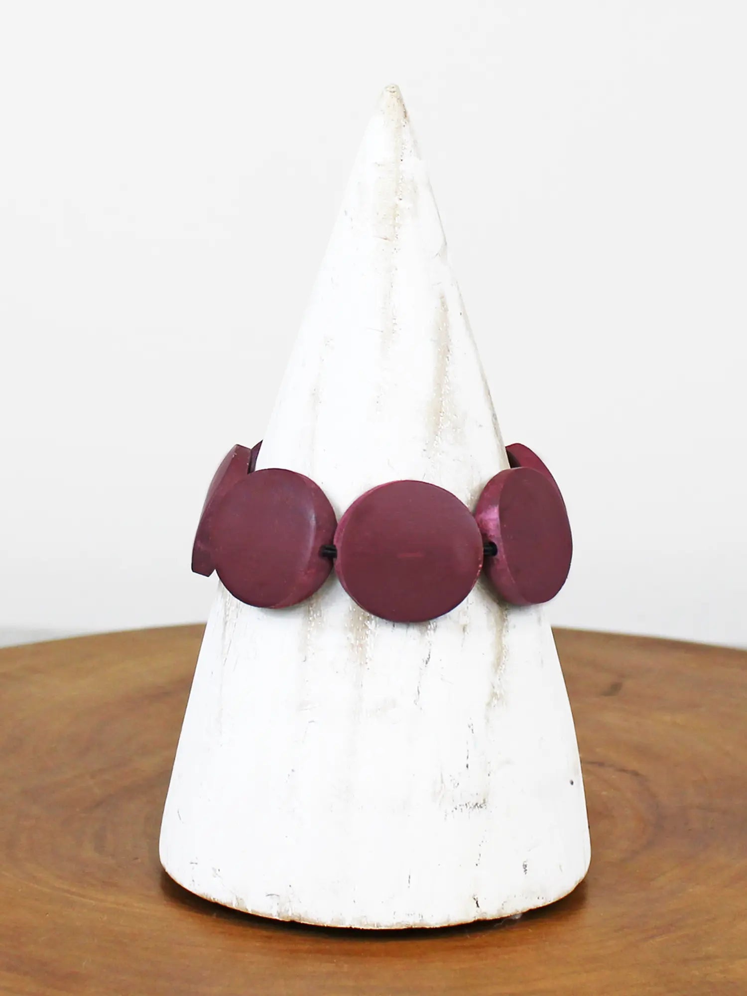 Suzie Blue Elasticated Wooden Disc Bracelet FB1509-Bracelet-White finn