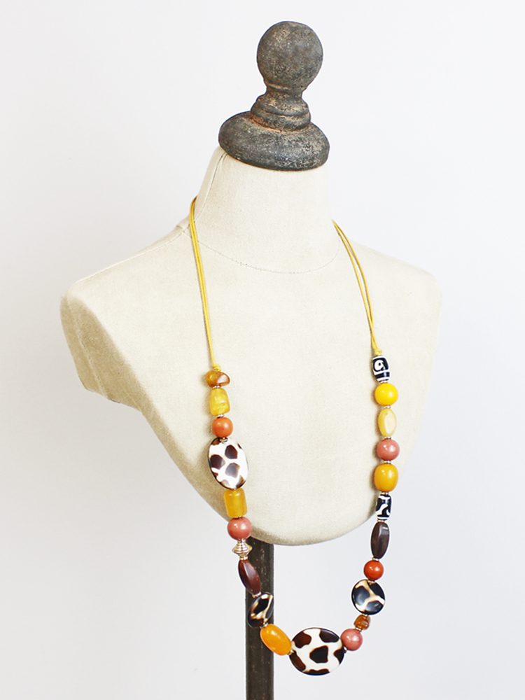 Resin Bead Animal Print Necklace AY6606