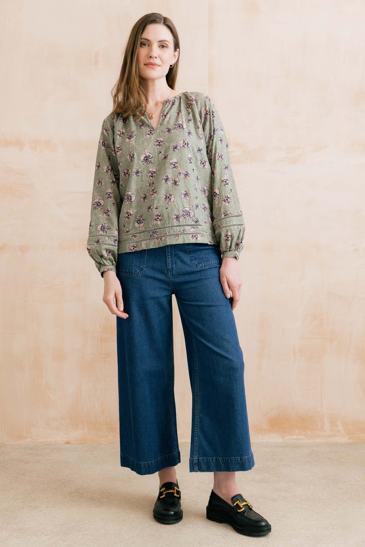 Lily and Me Zoe Organic Cotton Printed Blouse Sage