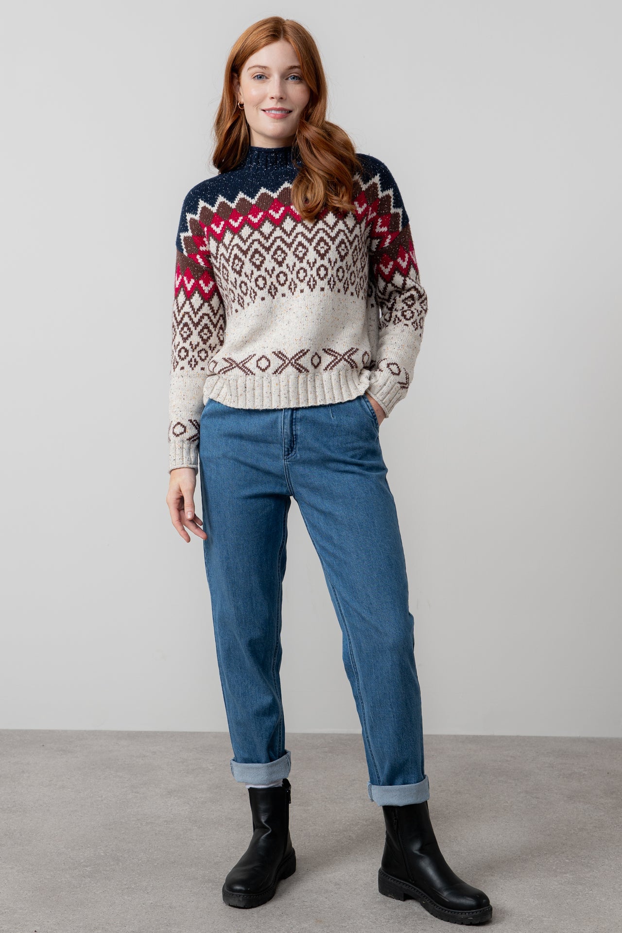 Lily and Me Maeve Jumper Fleck Knit-White finn