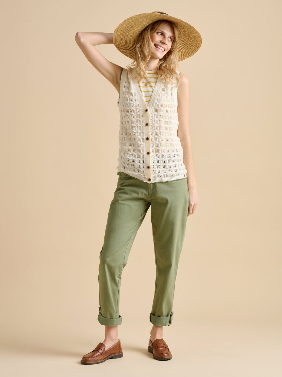 Brakeburn Pointelle Knitted Button Tank