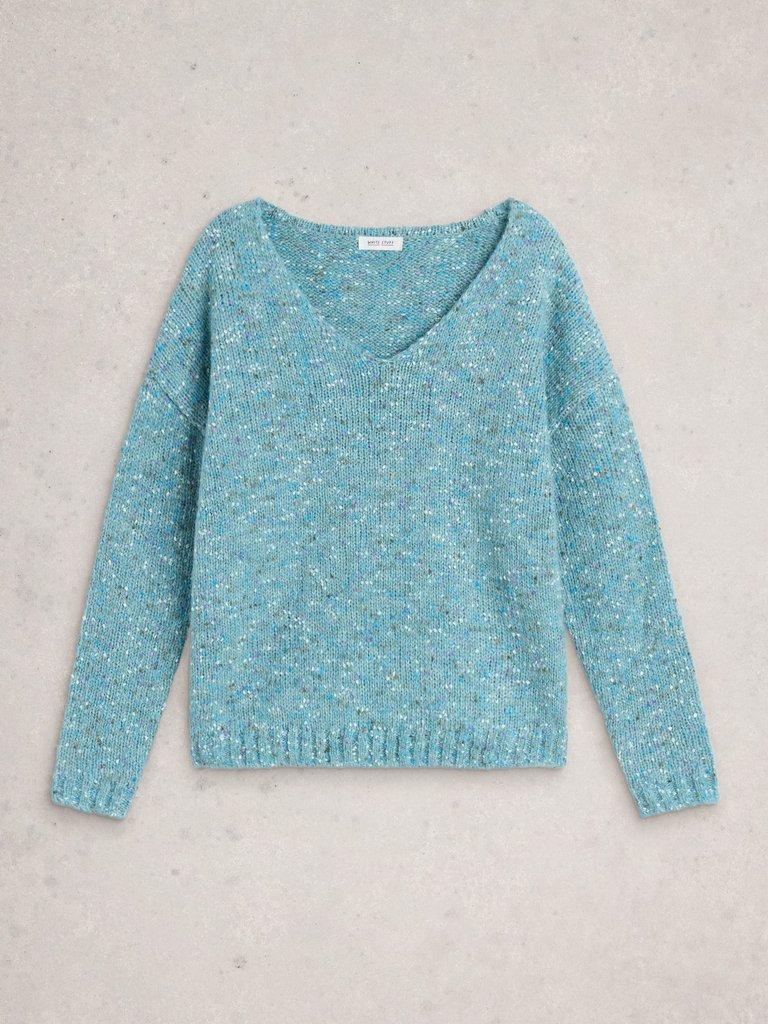 White Stuff Texture V- Neck Top-Jumper-White finn