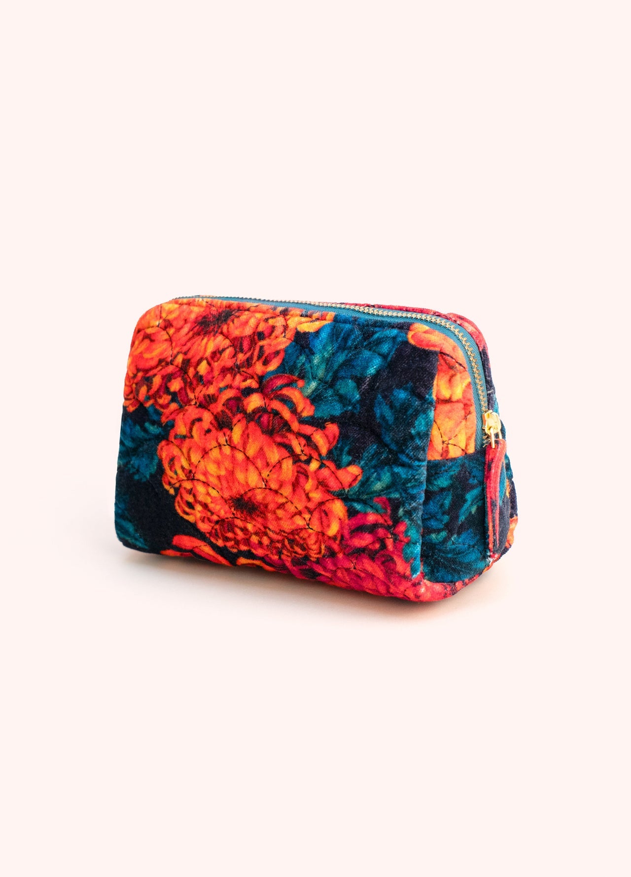 Powder Chrysanthemum Quilted Velvet Vanity Bag