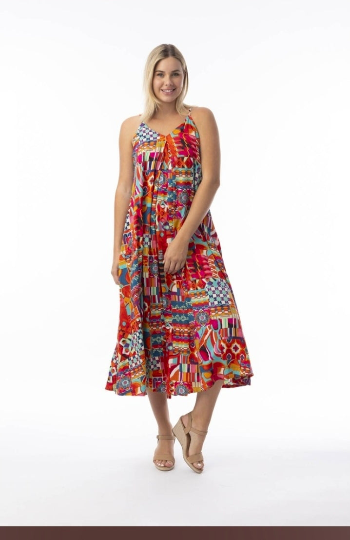 Orientique Peru Print Strappy Dress