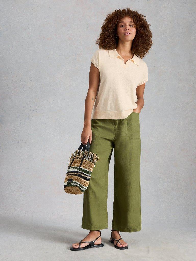 White Stuff GINNI LINEN BLEND POLO TEE