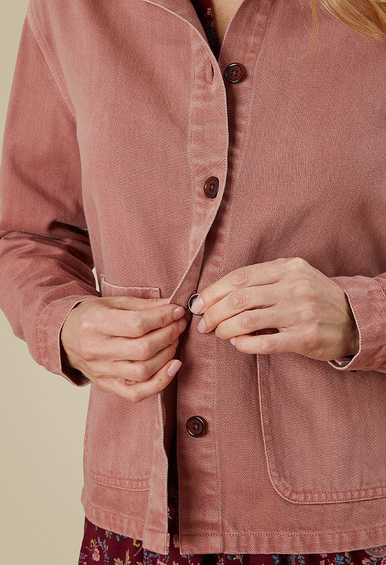 EVIE LAUNDERED COT TWILL JKT-White finn