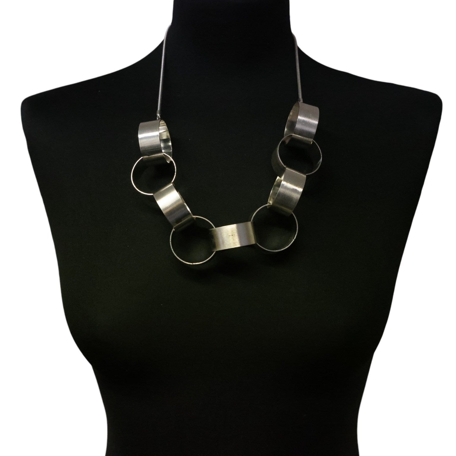 Chunky Statement Silver Linked Loop Necklace NK368SIL