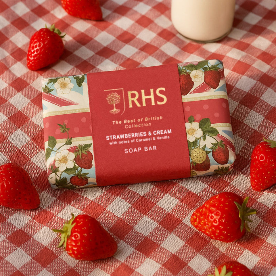 RHS British Strawberries and Cream Soap Bar 200g-Body Care-White finn