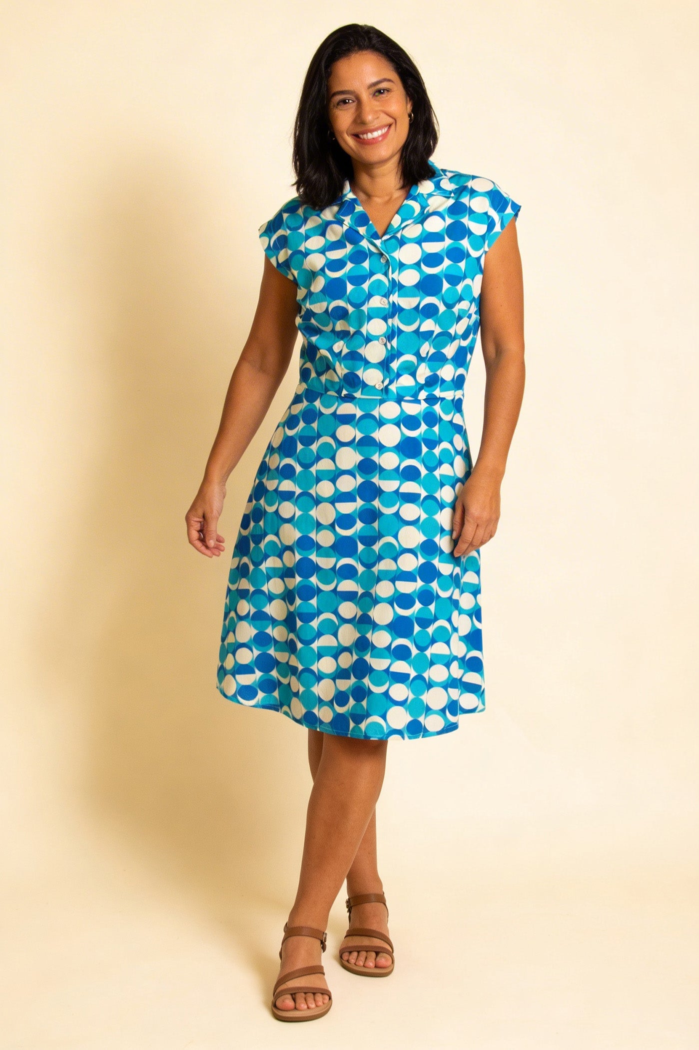 Pretty Vacant Stella Dress in Bauhaus Moons-Pretty Vacant-White finn
