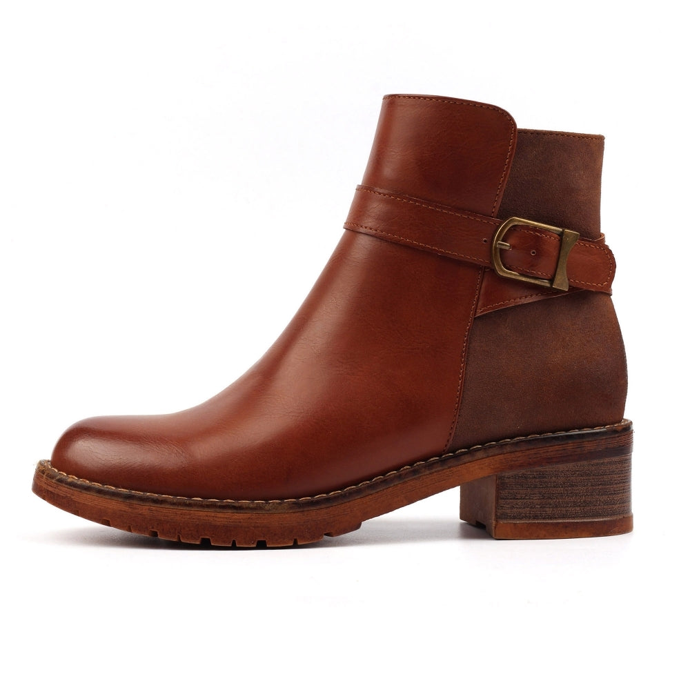 Lunar Demure Tan Ankle Boot-Footwear-White finn