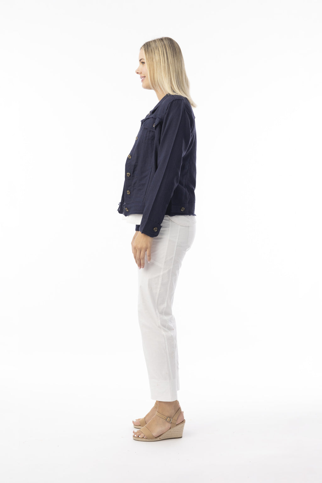 Orientique Linen Essentials Jacket-Orientique-White finn