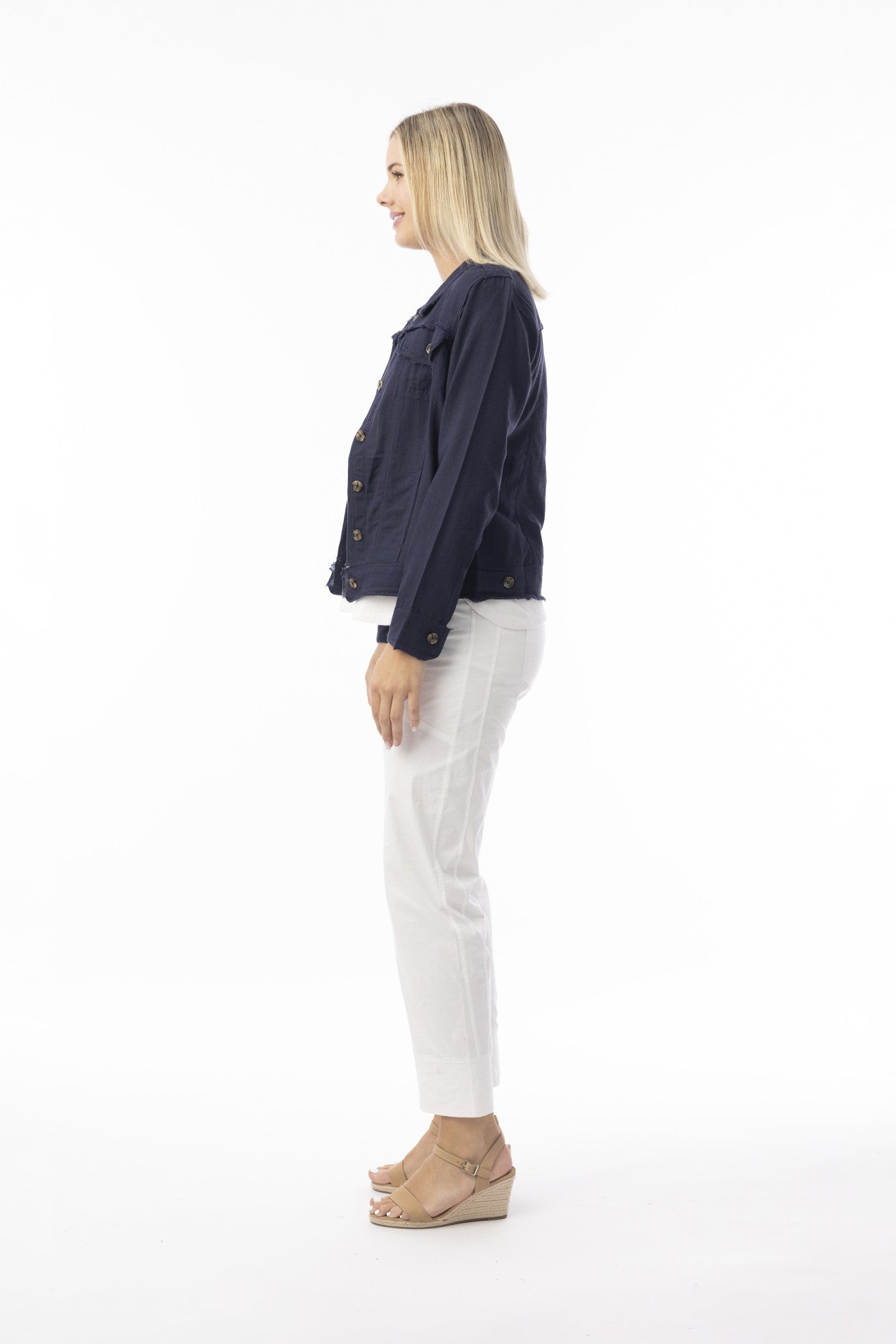 Orientique Linen Essentials Jacket-Orientique-White finn