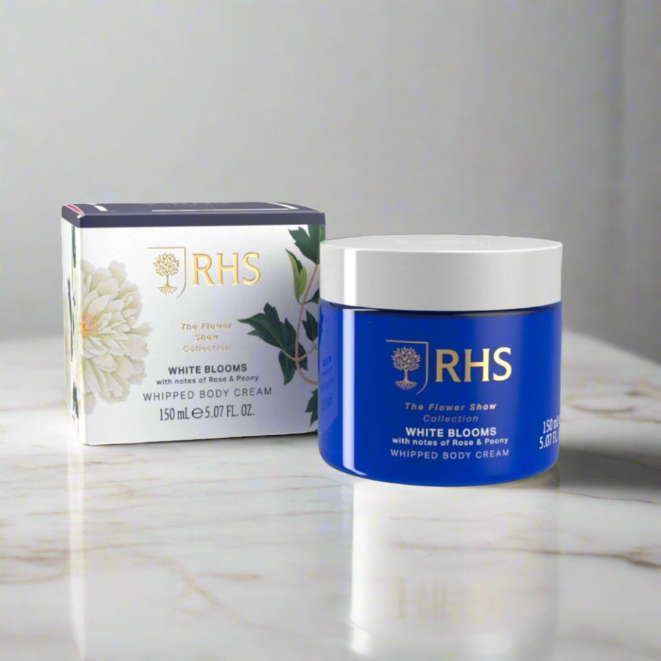 RHS Flower Show White Blooms Whipped Body Cream 150ml-Somerset Toiletries-White finn